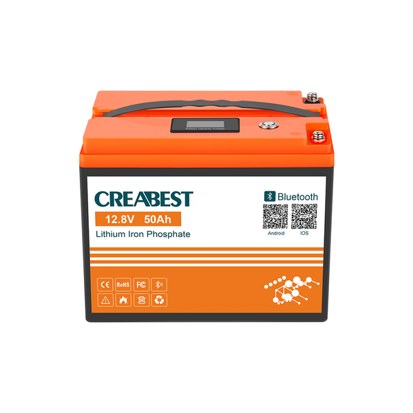 CREABEST LiFePO4 Battery 12V 50Ah for Caravan Mover Leisure Camping Marine Boat with Bluetooth