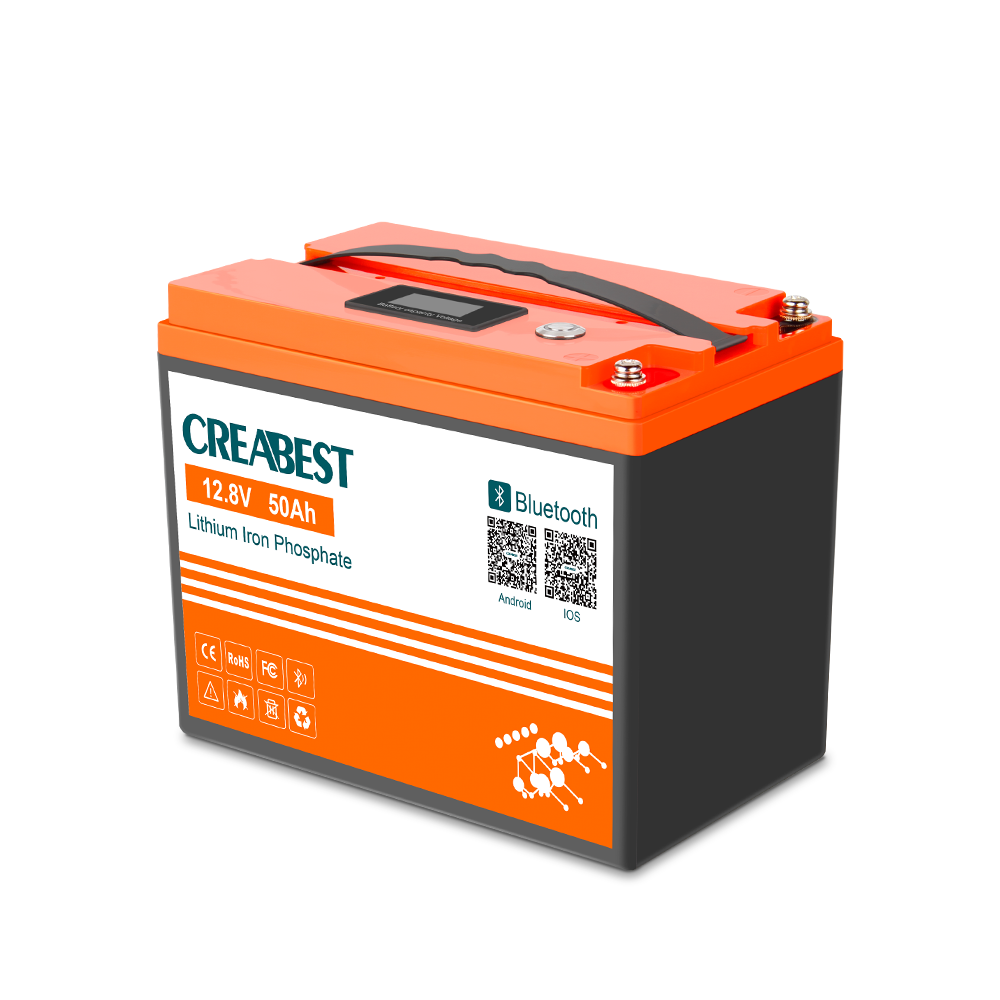 CREABEST LiFePO4 Battery 12V 50Ah for Caravan Mover Leisure Camping Marine Boat with Bluetooth