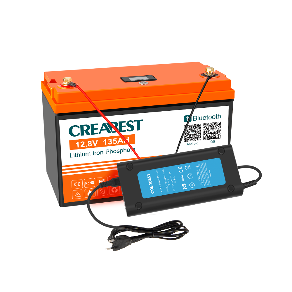 CREABEST LiFePO4 Battery 12V 135Ah for RV Solar Caravan Leisure Campin