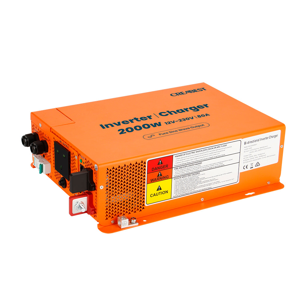 2000W Pure Sine Wave Power Inverter 12V to 240V with RCD Breaker, Char ...
